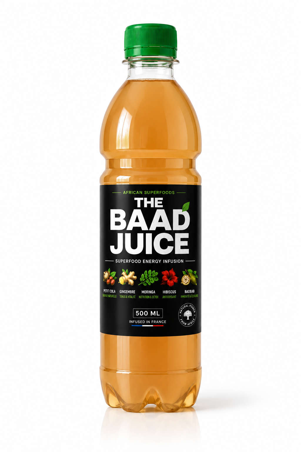 THE BAAD JUICE 500ml – Boisson Bio | Petit Cola, Gingembre, Moringa, Hibiscus, Baobab | Vegan