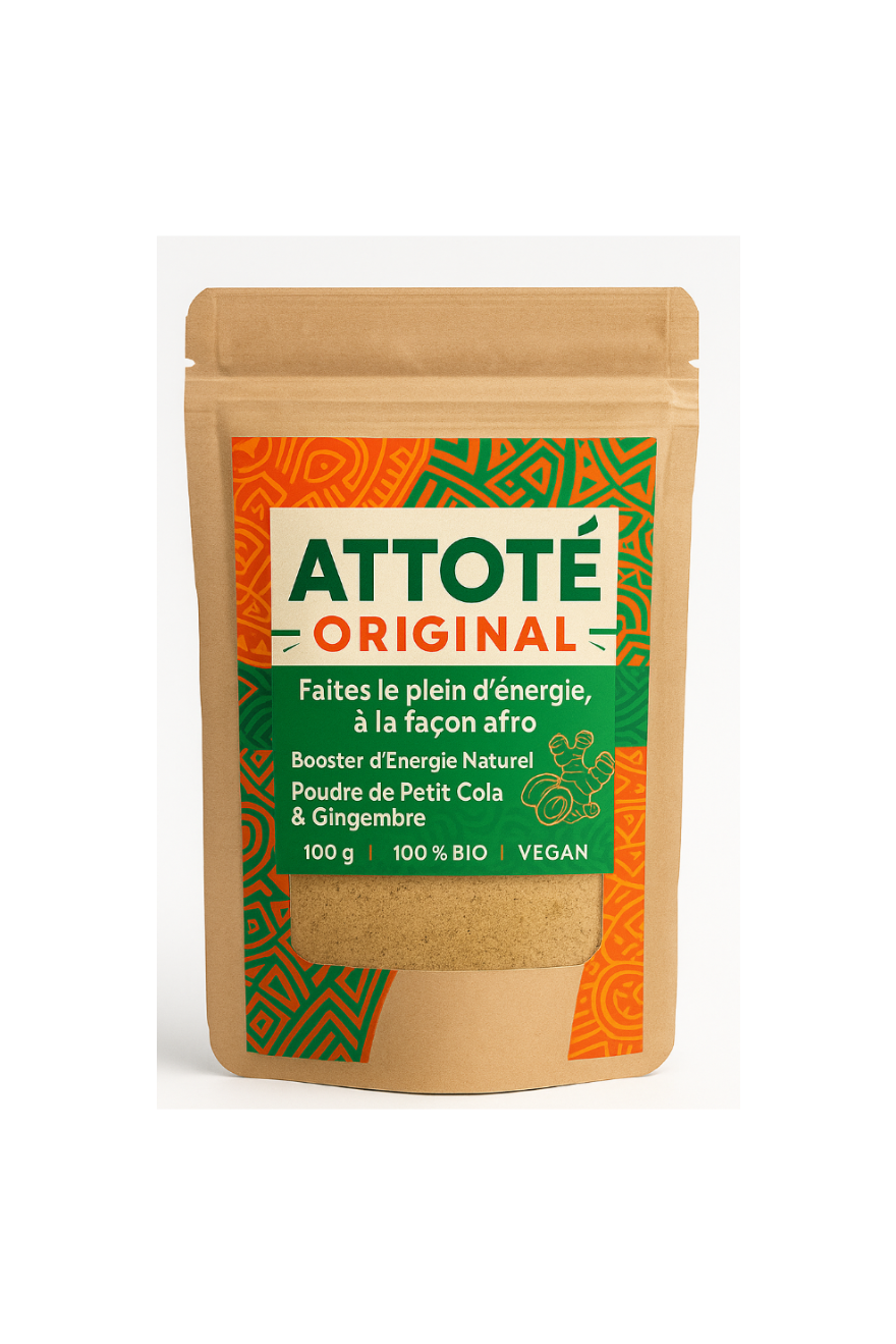 Booster Attoté Original – Poudre Petit Cola & Gingembre | 100% Bio | Côte d'Ivoire