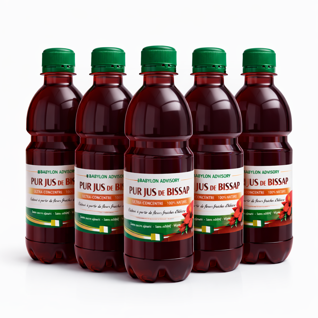 Pur Jus de Bissap Lot de 6 – Jus d’Hibiscus Ultra-Concentré 100% Naturel – Sans Sucre Ajouté – Végan – Origine Côte d’Ivoire – Idéal Boisson, Cocktail et Recettes
