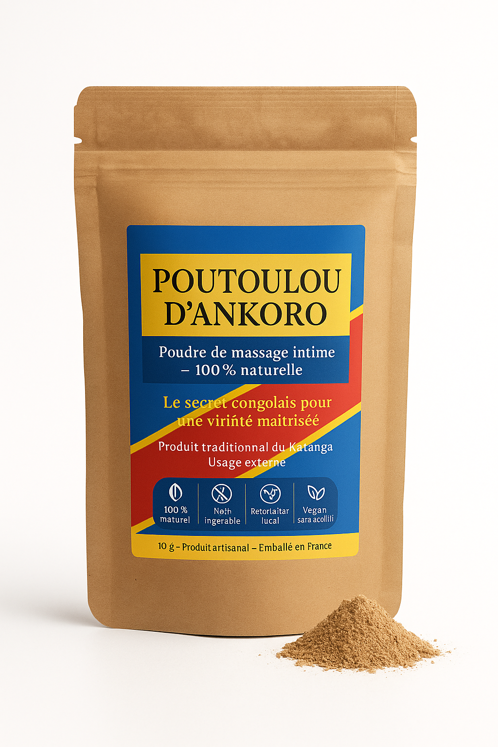 Ankoro Poutoulou – Retardateur Naturel Poudre 10g | Usage Externe | Soin Intime Homme | Congo RDC