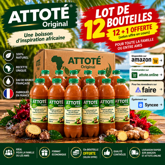 ATTOTÉ Original – Lot 12 Bouteilles Boisson Africaine 6L + 1 Offerte