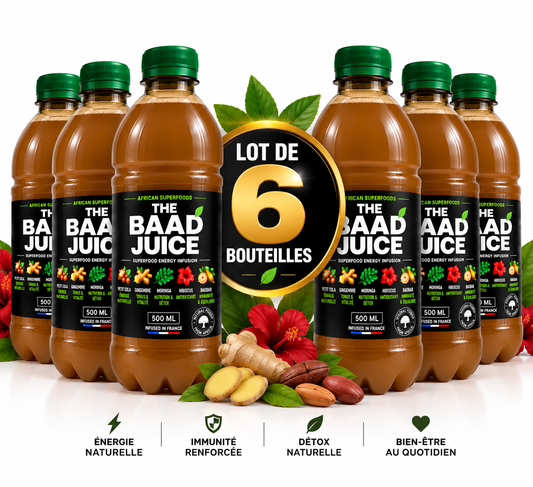 THE BAAD JUICE – Lot de 6 x 500ml | 5 Plantes Africaines | Sans Sucre