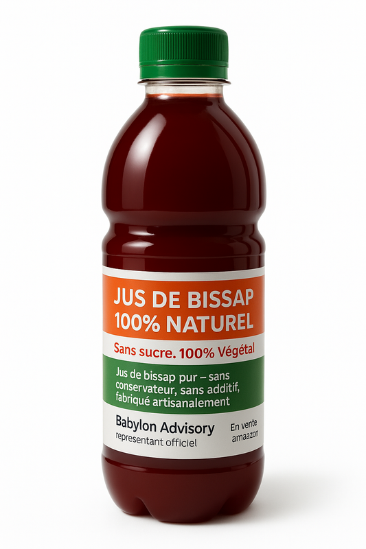 Pur Jus de Bissap 100% Naturel – Sans Sucre, Sans Additif, Sans Conservateur | Boisson Artisanale de Côte d’Ivoire – Babylon Advisory (500 ml)