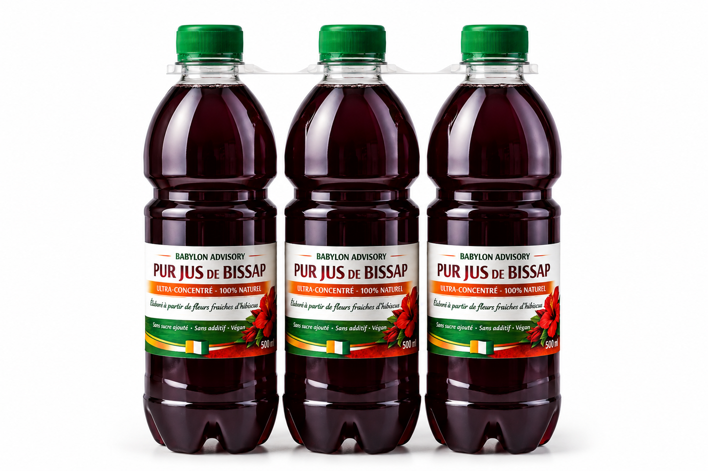 Jus de Bissap Lot 3 x 500ml – Hibiscus Naturel Bio Sans Sucre Vegan