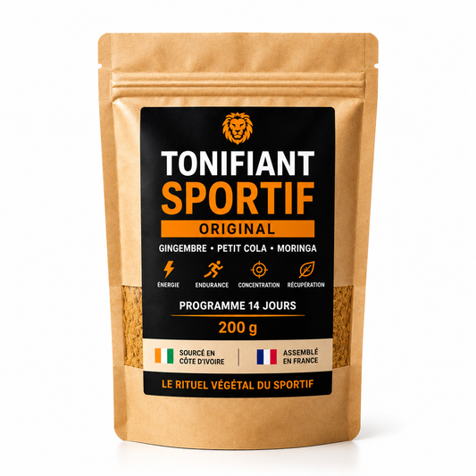 TONIFIANT SPORTIF 200 G – ÉNERGIE & VITALITÉ NATURELLE | GINGEMBRE, PETIT COLA, MORINGA & RACINES AFRICAINES