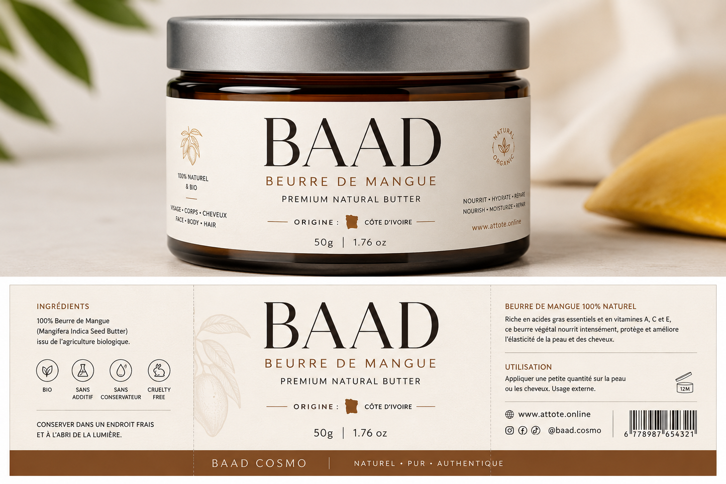 BAAD – Beurre de Mangue Premium 100% Naturel & Bio | Côte d'Ivoire