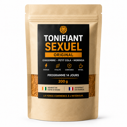 Tonifiant Sexuel Homme – Gingembre, Petit Cola & Moringa – Programme 14 Jours – 200 g