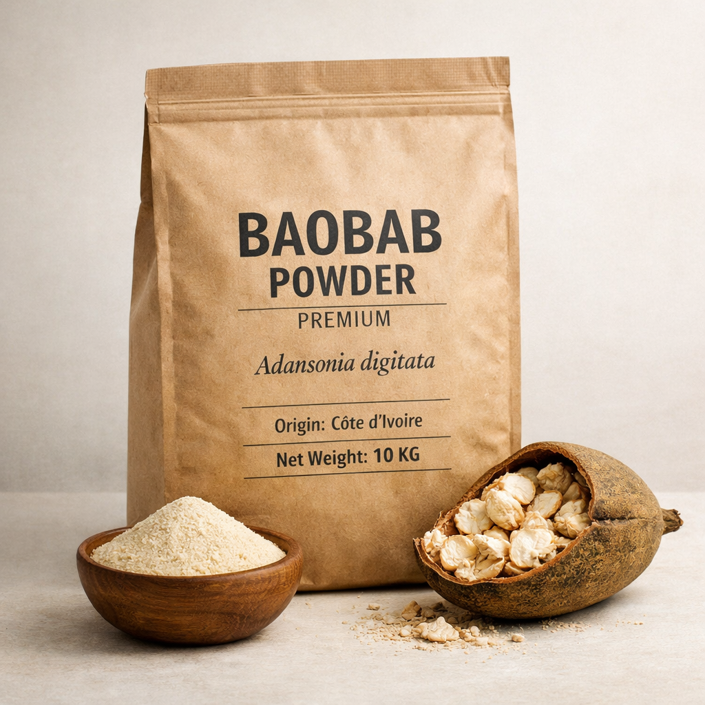 Baobab en Poudre Premium 10 kg – Origine Côte d’Ivoire | 100% Pulpe de Fruit Pure | Qualité Professionnelle – Babylone Advisory
