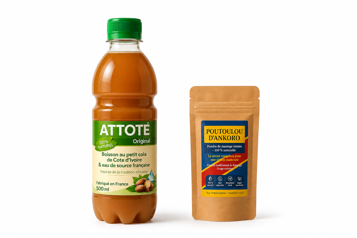 Duo Homme ATTOTÉ Original 500 ml et Poutoulou d'Ankoro poudre à usage externe