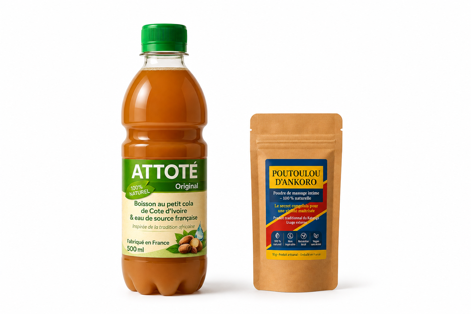 Duo Homme ATTOTÉ Original 500 ml et Poutoulou d'Ankoro poudre à usage externe