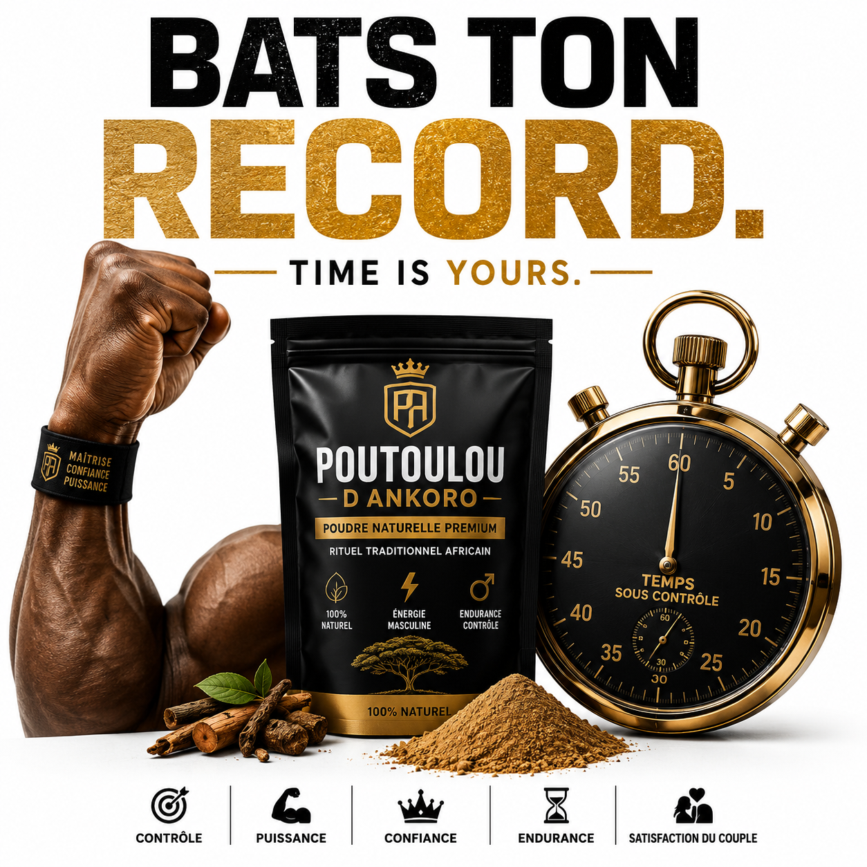 POUTOULOU d'Ankoro – Poudre de Massage Intime Bio | Retardateur Naturel | Vegan | Congo RDC