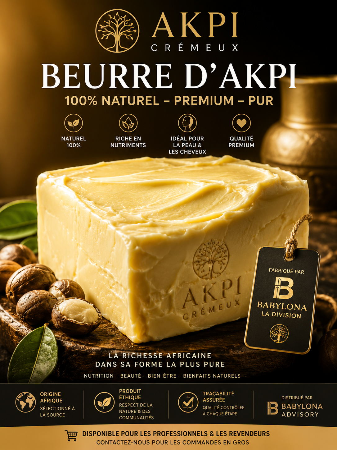 Beurre  d’AKPI Crémeux Premium – 100 g /  Beurre d’AKPI Crémeux Premium 100 g | Soin Naturel Peau & Cheveux | Qualité Premium Africaine