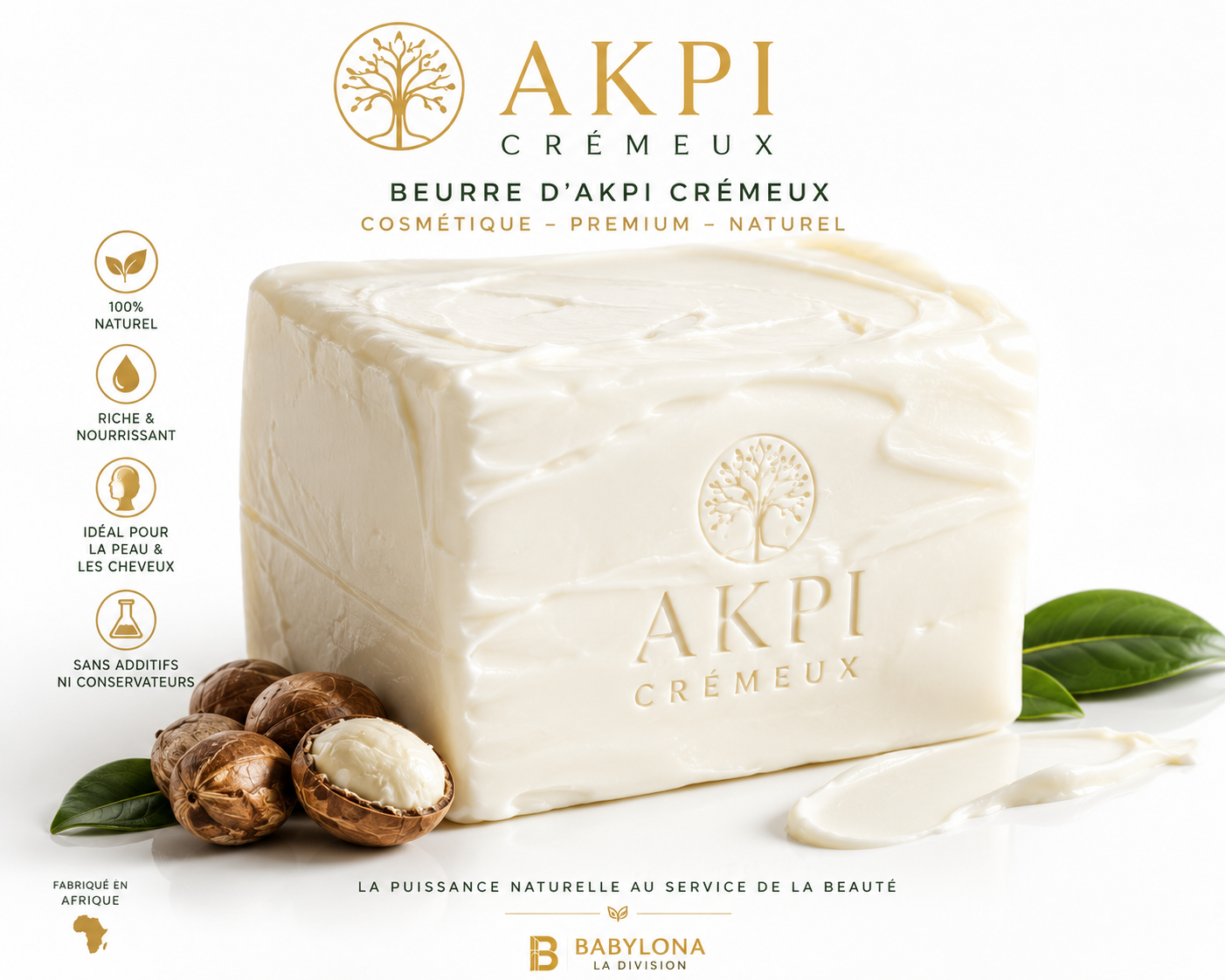 Beurre  d’AKPI Crémeux Premium – 100 g /  Beurre d’AKPI Crémeux Premium 100 g | Soin Naturel Peau & Cheveux | Qualité Premium Africaine
