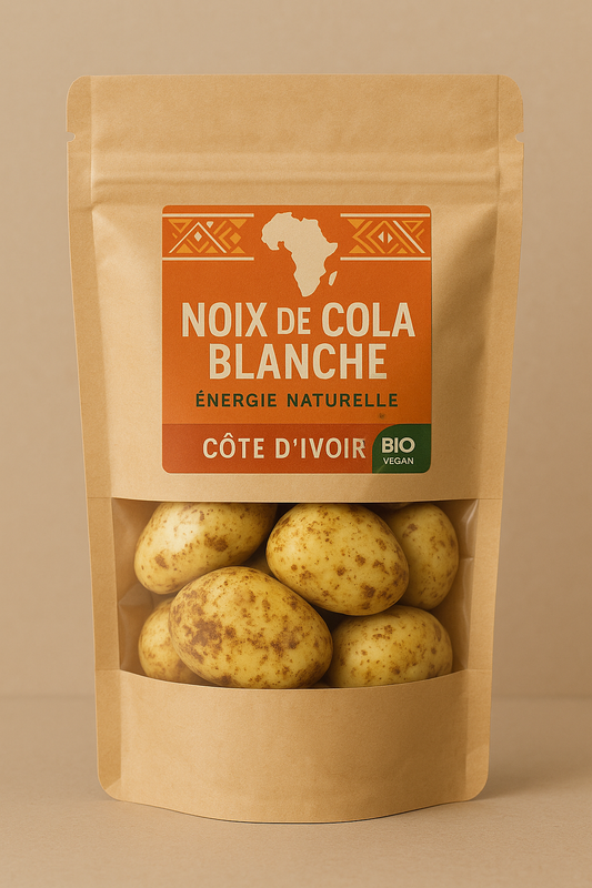 Noix de Cola Blanche Bio 200 g Origine Côte d’Ivoire – Sachet Zip Fraîcheur avec Fenêtre